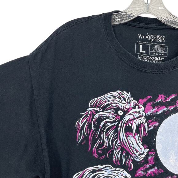 An American Werewolf in London Tshirt Size Large Black Moon 90s Y2k Spooky - Picture 9 of 16